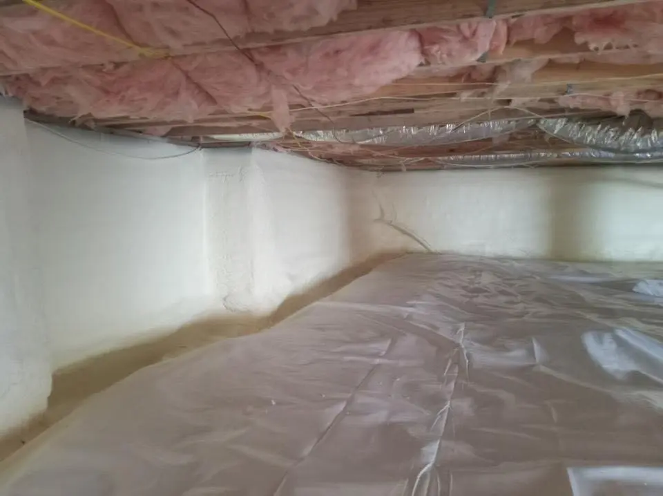 Crawl space encapsulation with closed-cell spray foam for Roof Waterproofing in Robinwood